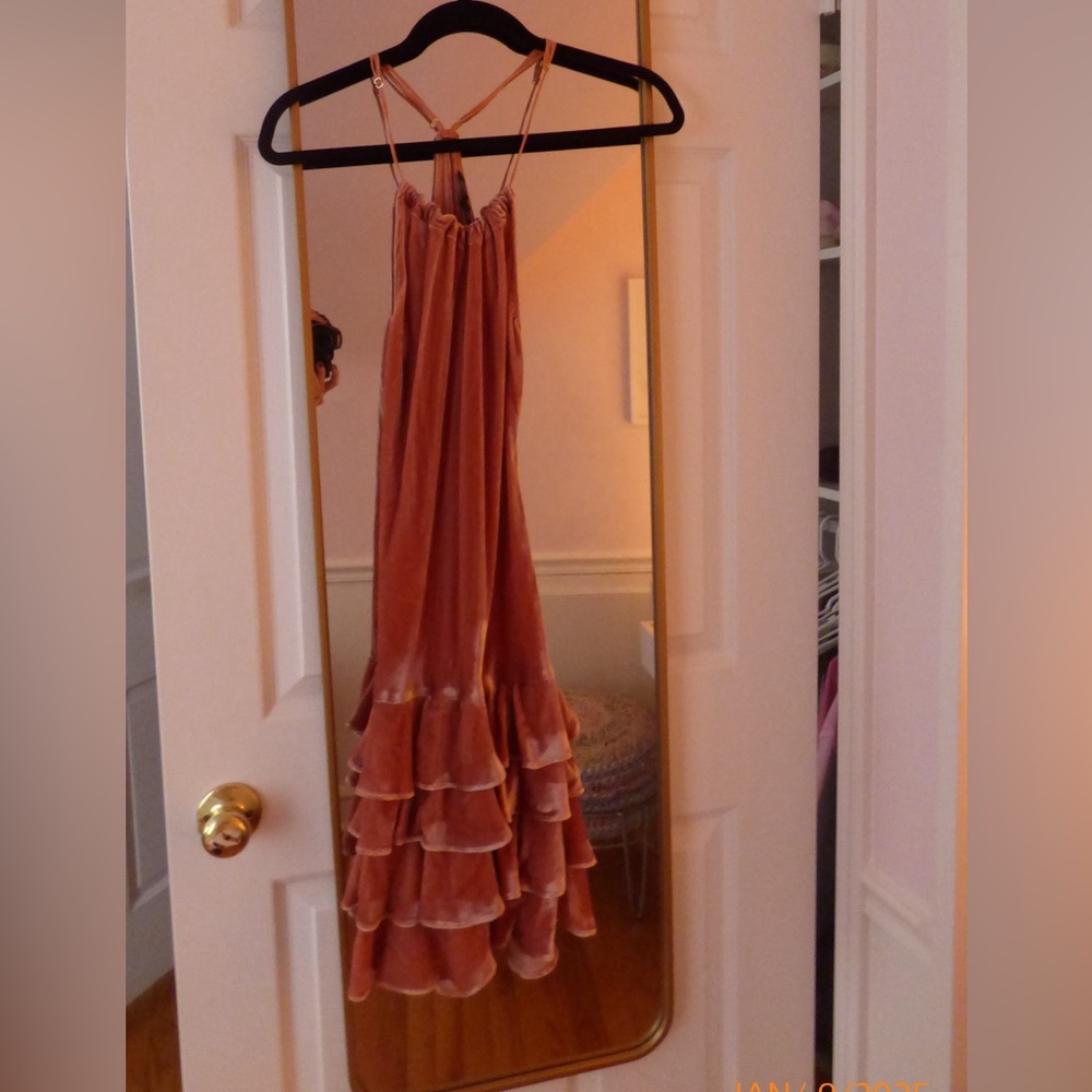 Velvet ruffle dress